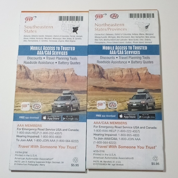 2/$15 AAA/CAA Maps SE & NE States/Provinces (Preplanned) EUC - Picture 2 of 5